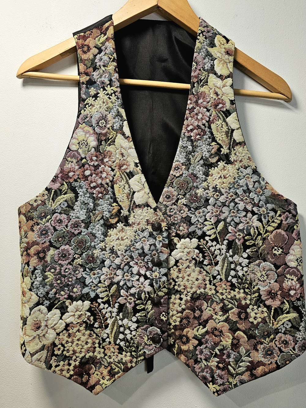 Floral Tapestry V-Neck Western Vest Top Multicolor Vintage Jennie Vaughn